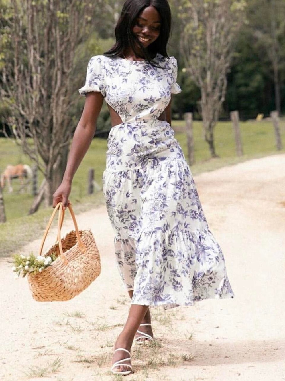 Petal + Pup Riccardo Open Back Puff-Sleeve Dress